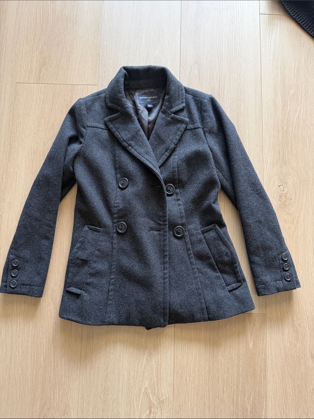 Banana Republic Charcoal Gray Double-Breasted Peacoat